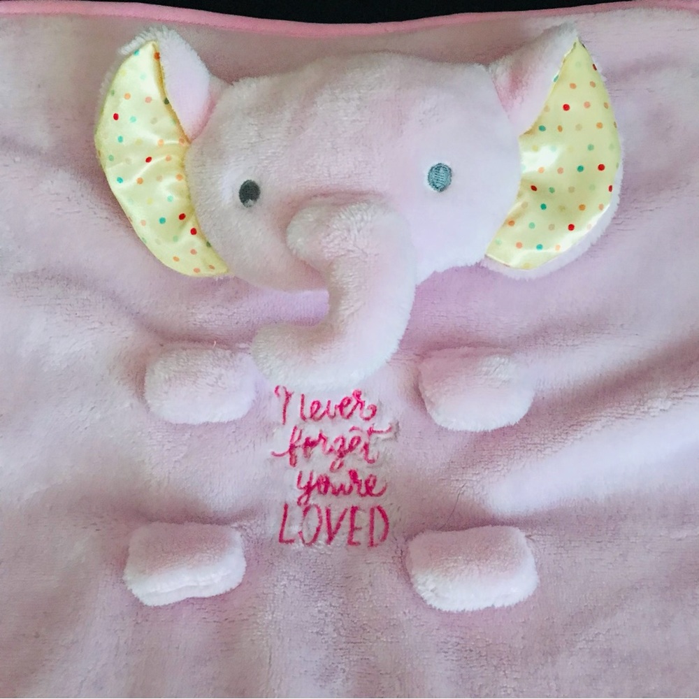 Hallmark Baby Lovey Pink Elephant Never Forget U’R Loved Soft Security Blanket